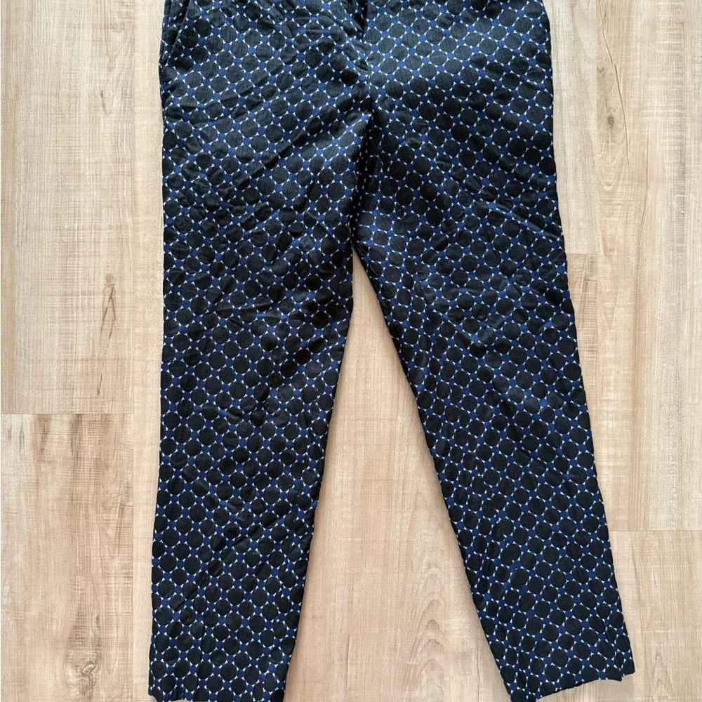 Ann Taylor Black and Blue Chinos with Geometric Pattern